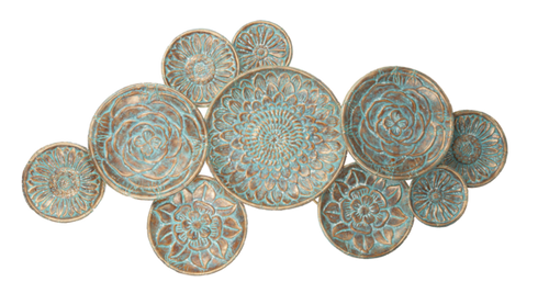 Gold Patina Embossed Multi Flower Wall Decor by Ganz CG179446