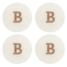 Load image into Gallery viewer, Round White Marble (4pc) Coaster with Letter B Inlay by Ganz CB182768