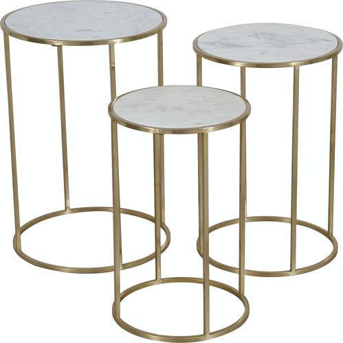 Riviera Round Marble Nesting Tables (Set of 3) by Jofran 2130-39 (As is)