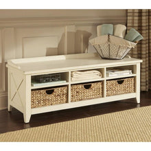 Load image into Gallery viewer, Hearthstone Cubby Storage Bench in Rustic White by Liberty Furniture 282-OT47 Discontinued