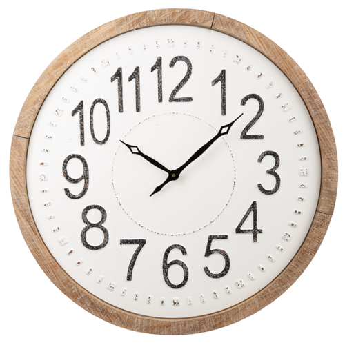 Embossed Wall Clock with Wood Frame by Ganz CB179378