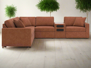Modmax 6-Piece Modular Next-Gen Nuvella Performance Fabric Sectional with Audio Console by Ashley Furniture 9210227,246,264,265,277 Spice