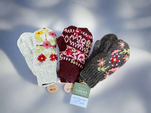 Knit Wool Floral Mitten by Ganz MX194497