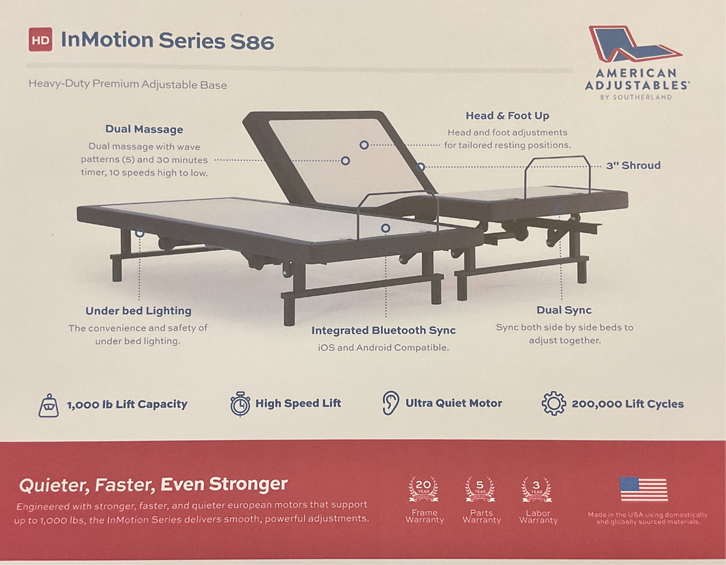S86 InMotion Heavy Duty Adjustable Base by Southerland HD86