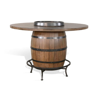 Doe Valley Round Pub Table w/ Wine Barrel Base by Sunny Designs 1038BU-B 1038BU-T Buckskin