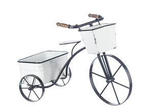 Black & White Enamel Tricycle Planter by Ganz 164095