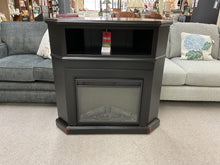 Load image into Gallery viewer, Poplar Tall Corner Fireplace TV Stand by American Heartland 52734EBB European Burnt Red