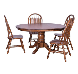 Laminated Dining Pedestal Table w/ 18" Leaf, Empire Feet & Plain Apron by Tennessee Enterprises 6060BW Burnished Walnut