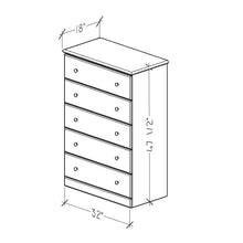 Load image into Gallery viewer, Essentials 32" 5-Drawer Big Chest by Perdue 3316 Frosted Pine