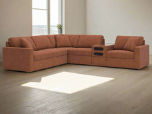 Load image into Gallery viewer, Modmax 6-Piece Modular Next-Gen Nuvella Performance Fabric Sectional with Audio Console by Ashley Furniture 9210227,246,264,265,277 Spice