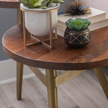 Load image into Gallery viewer, Denman Gold Two Tiered Side Table by Linon/Powell 19A6089G