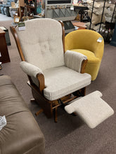Load image into Gallery viewer, Swanback Glider by D&amp;E Workshop #171, Oak Stain #44938, Fabric #R1-163 Campbell