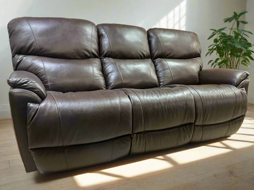 Trouper Leather Power Reclining Sofa w/ Headrest by La-Z-Boy Furniture U44-724 LB172779 Walnut