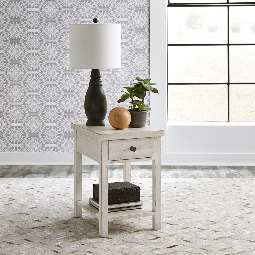Modern Farmhouse Drawer Chair Side Table by Liberty Furniture 406W-OT1023