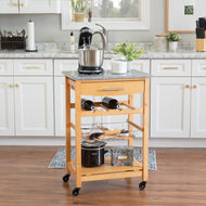 Zoey Kitchen Cart by Linon/Powell 44037NAT-01-KD-U Natural/Granite