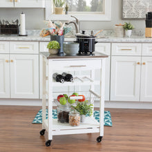 Load image into Gallery viewer, Zoey Kitchen Cart by Linon/Powell 44037SS01U White/Stainless Steel