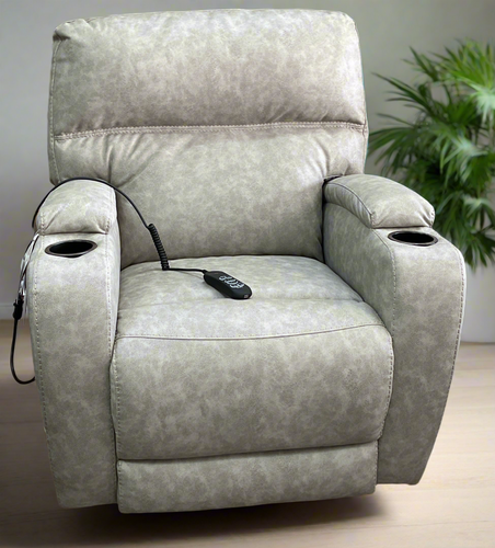 Jaguar Power Wall-Saver Recliner W/Lumbar & Headrest & Ext. Footrest by HomeStretch 200-97-15 Pebble