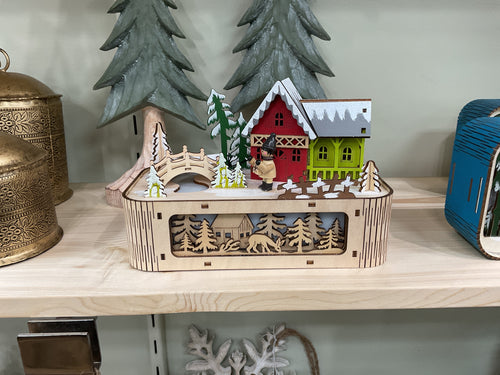 LED Light Up Village Scene Music Box by Ganz MX199966