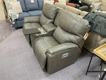 Load image into Gallery viewer, Trouper Power Reclining Loveseat w/ Headrest, Lumbar &amp; Console by La-Z-Boy Furniture X49-724 LB172755 Grey
