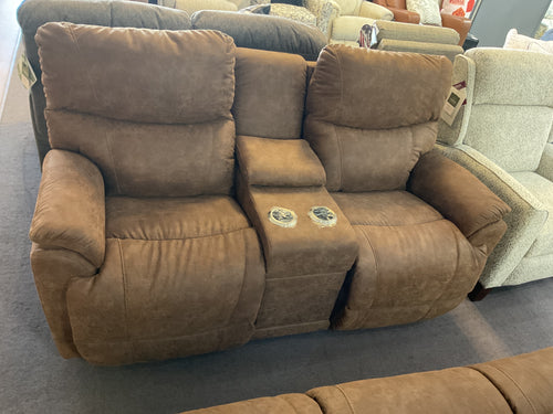 Trouper Power Reclining Loveseat w/ Headrest & Console by La-Z-Boy Furniture U49-724 E153775