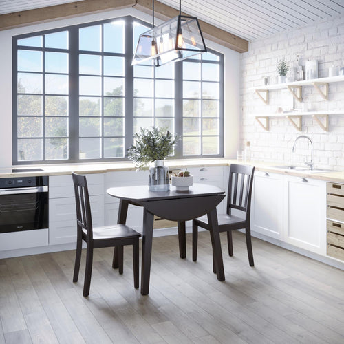 Simplicity Drop Leaf Table w/ 2 Slatback Chairs by Jofran 552-28 Espresso