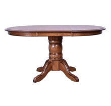 Load image into Gallery viewer, Laminated Dining Pedestal Table w/ 18&quot; Leaf, Empire Feet &amp; Plain Apron by Tennessee Enterprises 6060BW Burnished Walnut