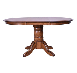 Laminated Dining Pedestal Table w/ 18" Leaf, Empire Feet & Plain Apron by Tennessee Enterprises 6060BW Burnished Walnut