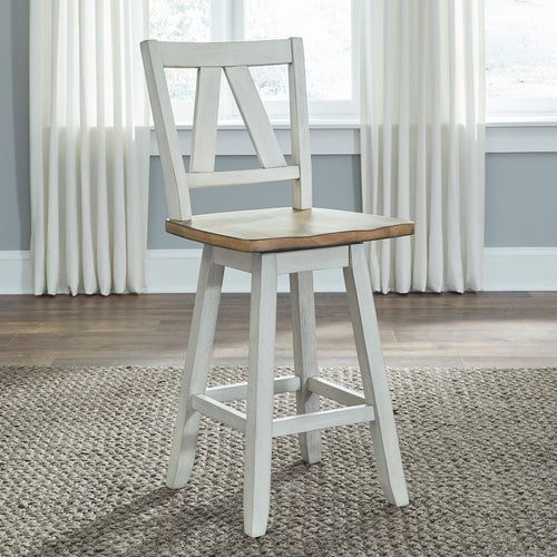 Lindsey Farm Counter Height Swivel Chair by Liberty Furniture 62WH-B250324 White