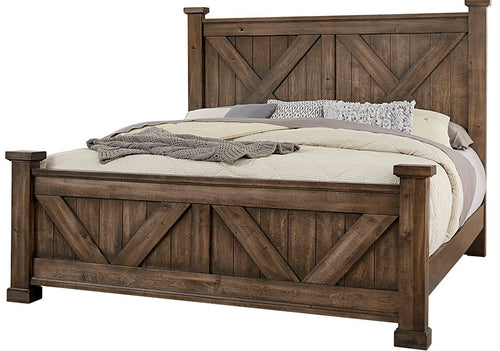 Cool Rustic Queen X Bed with X Footboard by Vaughan-Bassett 170-557, 755, 922 Mink