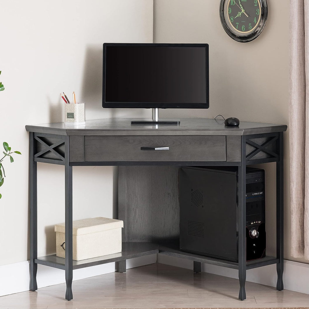 Chisel & Forge Corner Desk by Design House 23430 Smoke Gray/Matte Black