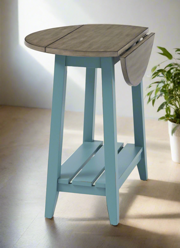 Expressions Two-Tone Drop Leaf End Table by Null Furniture 6618-13IGB Indigo Blue/Gray Birch