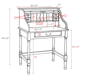 32" Mini Roll Top Desk w/ USB Power Outlet by Tennessee Enterprises 8932BW Burnished Walnut