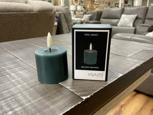 LED Melted Pillar Candle by OneCoast UL-PI-PGM0505 Pine Green, Smooth, 2 x 1.8