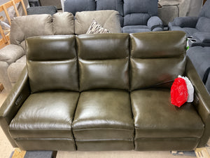 Quinault Leather Power Reclining Sofa w/ Headrest by La-Z-Boy Furniture 84U-810 LB206229 Olive