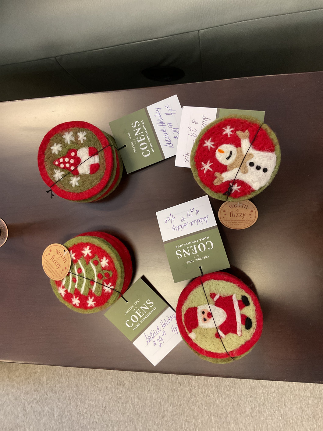 Stitched Holiday Icon Coaster Set (4pc set) by Ganz MX190228