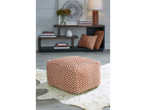Brynnsen Pouf by Ashley Furniture A1001056 Rust/Ivory