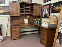Load image into Gallery viewer, McMillan L-Shaped Desk BS, RT w/ 75&quot; Hutch by Wolfcraft Furniture 5830 DK MBH, 5836 DK MBK