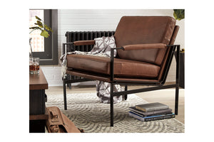 Puckman Leather Accent Chair by Ashley Furniture A3000193 Brown/Silver