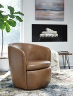Kierreys Leather Swivel Chair by Ashley Furniture A3000700 Caramel
