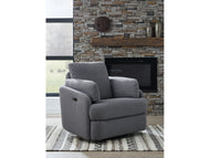 Alainmont Next-Gen Nuvella Performance Fabric Swivel Power Recliner by Ashley Furniture A3000738 Salt and Pepper