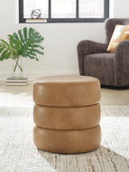 Ummi Swivel Accent Ottoman by Ashley Furniture A3000791 Caramel