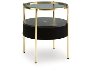 Nedman Accent Table with Speaker by Ashley Furniture A4000669 Black/Gold