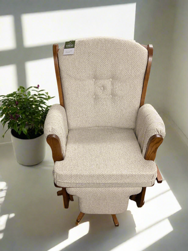 Swanback Glider by D&E Workshop #171, Oak Stain #44938, Fabric #R1-163 Campbell
