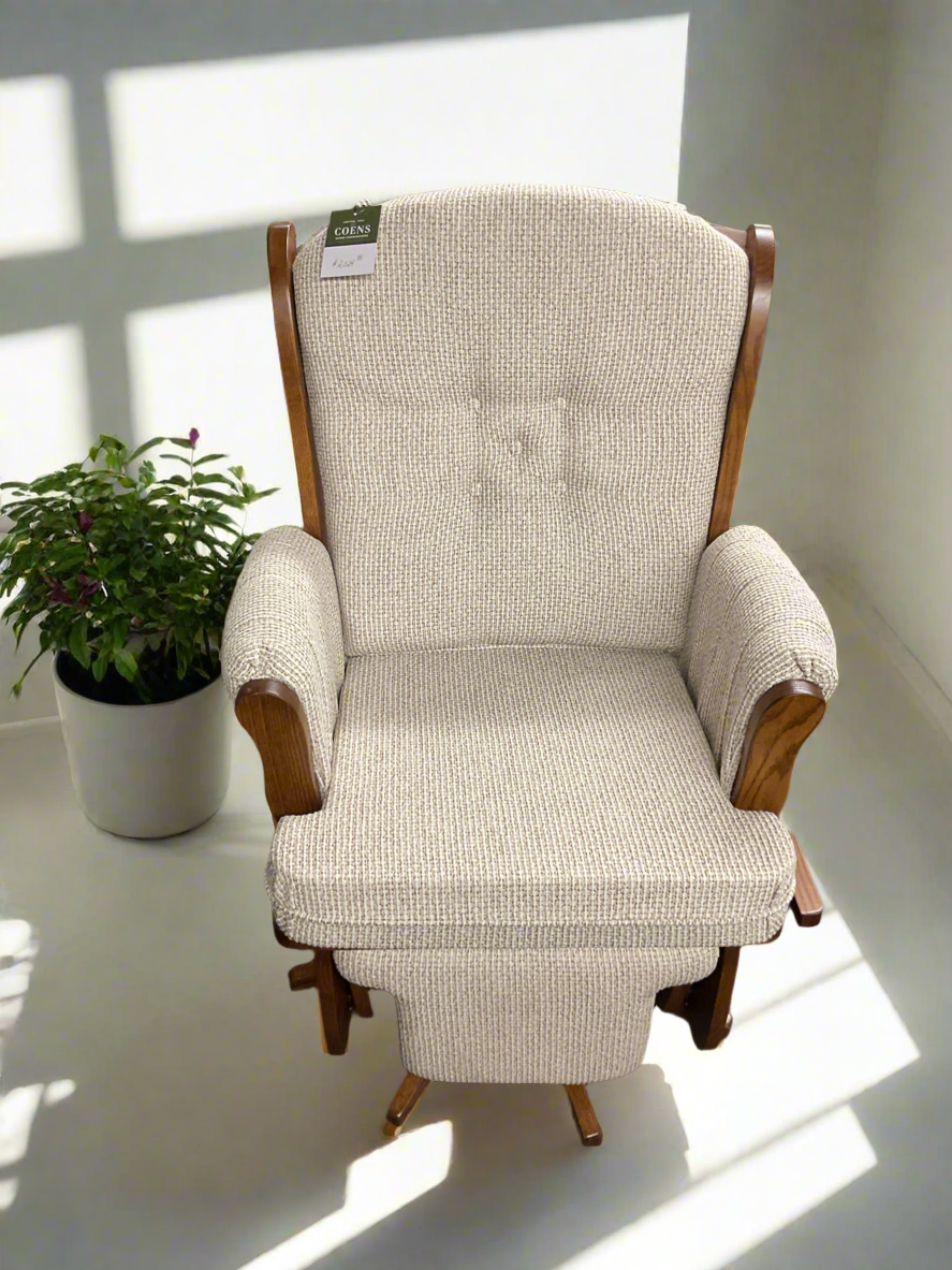 Swanback Glider by D&E Workshop #171, Oak Stain #44938, Fabric #R1-163 Campbell