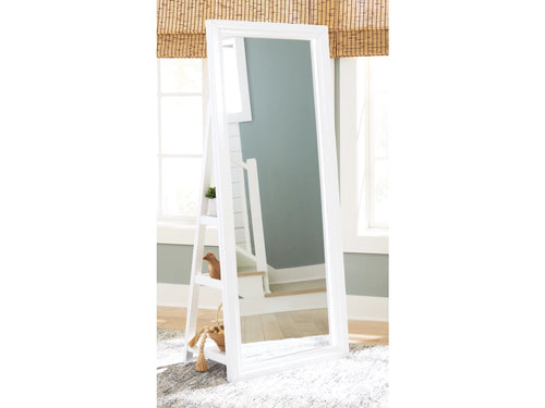 Evesen Floor Standing Mirror with Storage by Ashley Furniture A8010383 White