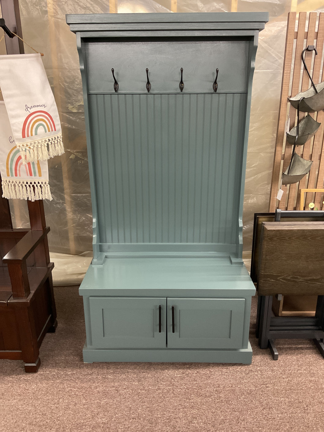 Poplar Gala Hall Tree & Plain Base by American Heartland 80715DB Dark Blue