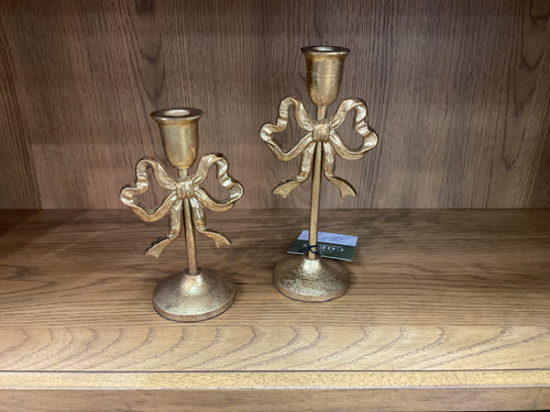 Gold Bow Taper Holder 2pc Set by Ganz CX196046