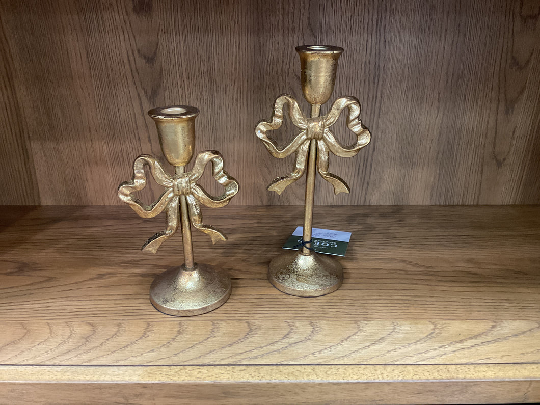 Gold Bow Taper Holder 2pc Set by Ganz CX196046