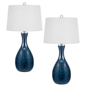 Gourd Style Glass Table Lamp by Cal Lighting BO-3143TB-2 Antique Blue Luster