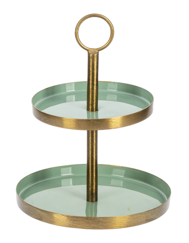 Gold & Sage Enamel Two Tiered Jewelry Holder by Ganz CB177525
